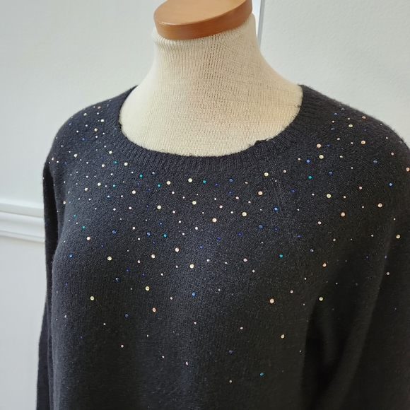 Womens Plus Size Apt. 9 Embellished Crewneck Sweater SZ XL  Black New wi… - Picture 7 of 12